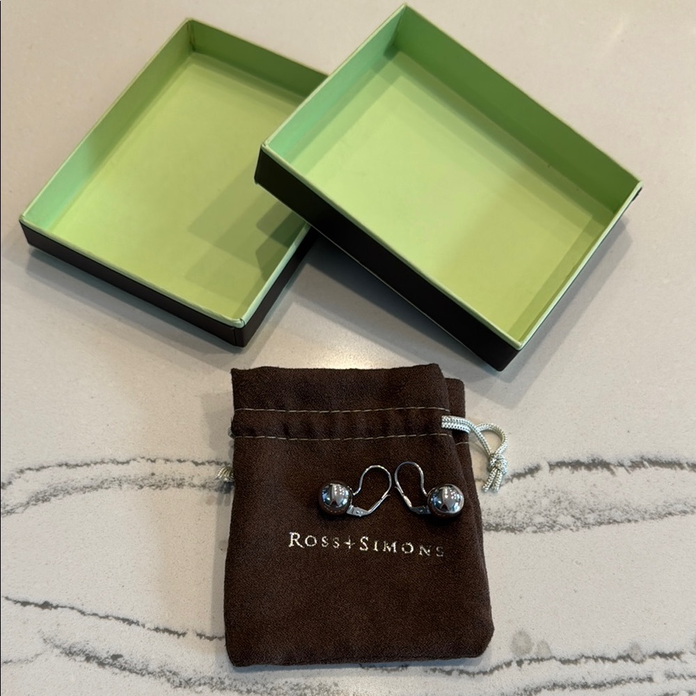 NEW Ross Simons Sterling Silver Ball Drop Earrings